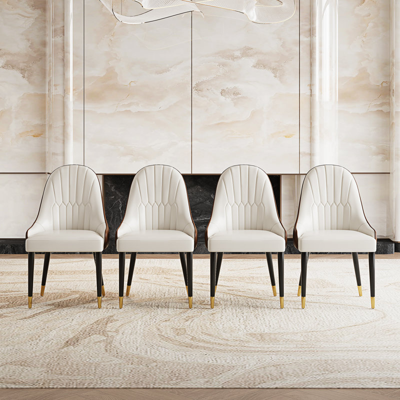 Chaise d'appoint rembourrée en similicuir Frania, Brun / Blanc, 4