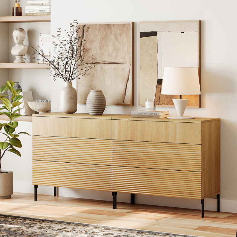 Commode 6 tiroirs Laverda, Chêne
