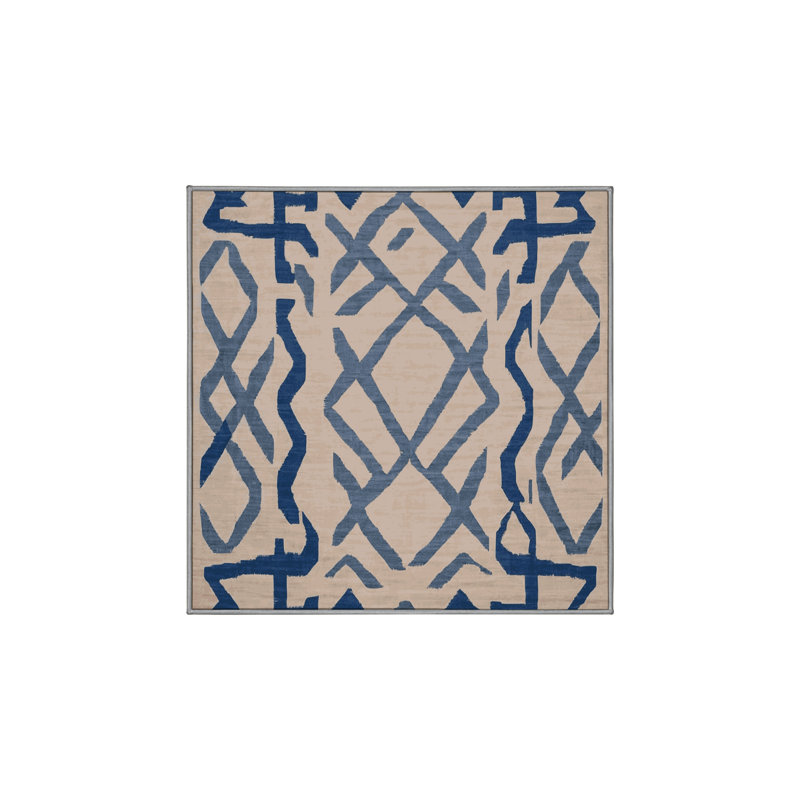 Machine Washable Gray Area Rug, Square 6'