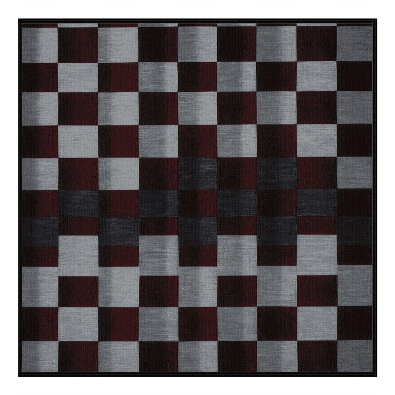Machine Washable Checkered Brown Area Rug, Square 3'