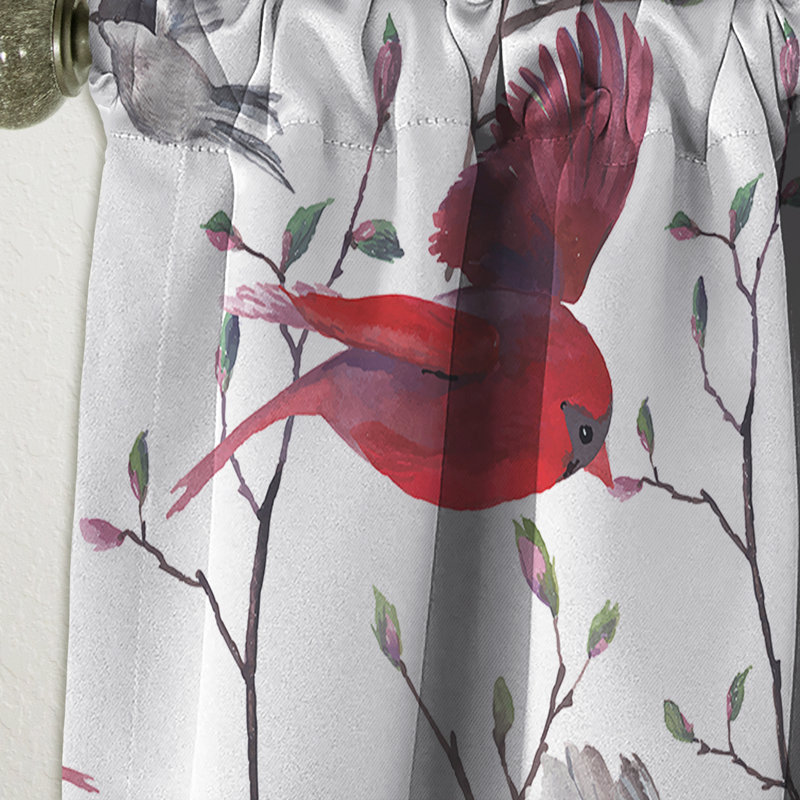 Pattern with Birds - Animal Print Farmhouse Blackout Curtain Single Panel, 52" W x 84" L