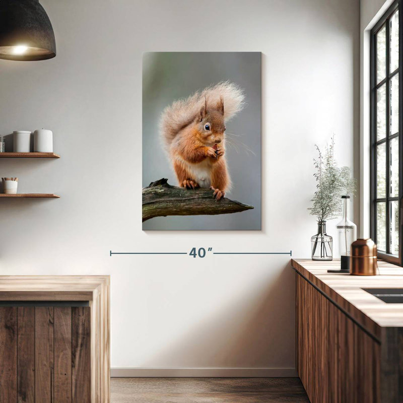 Brampt Red Squirrel Eating On A Branch, 39" H x 26" W
