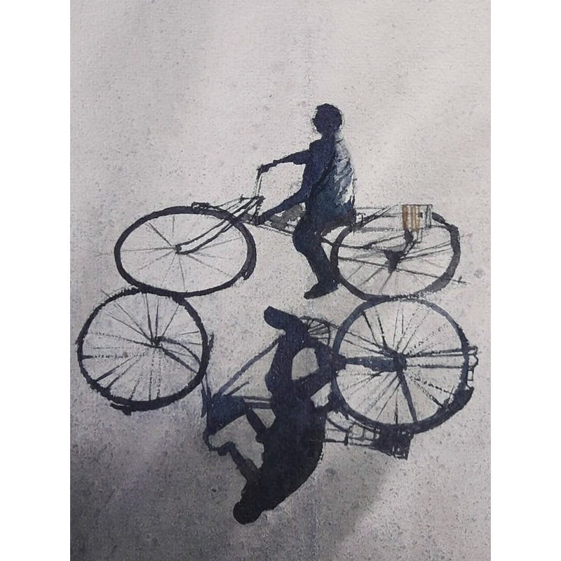 Balade à vélo | Aquarelle sur papier fait à la main | Peinture de Shubham Nath