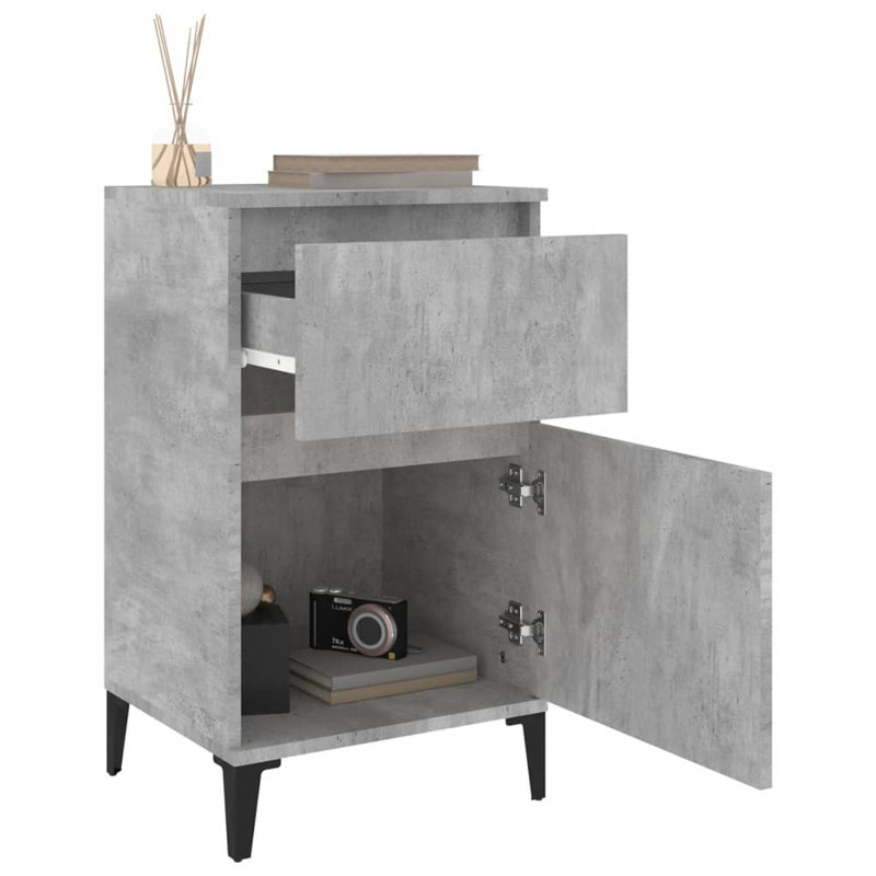 Amedeu 40cm W Manufactured Wood,Metal Bedside Table, Individual, Concrete Grey