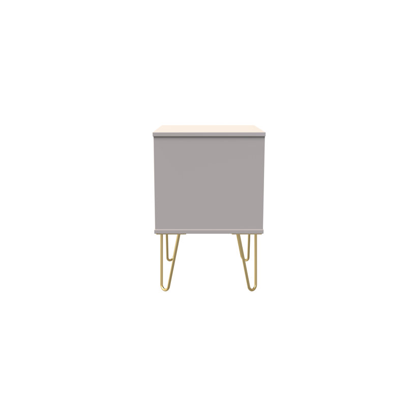 Fully Assembled Alkim Manufactured Wood Bedside Table, Beige