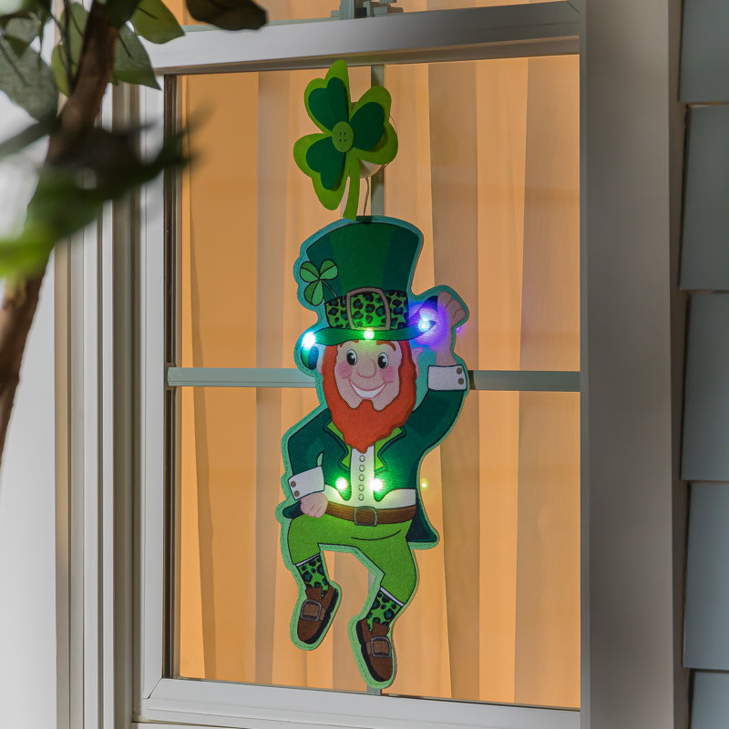 Décoration de fenêtre à DEL Leprechaun