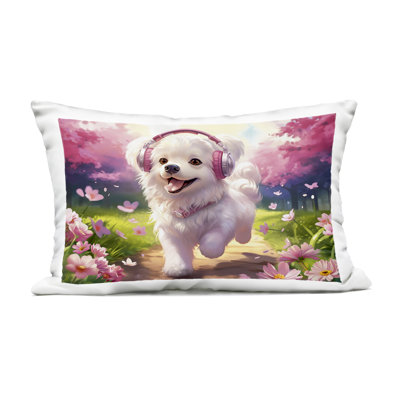 Happy Puppy On A Walk Outdoor Printed Pillow design by Image World