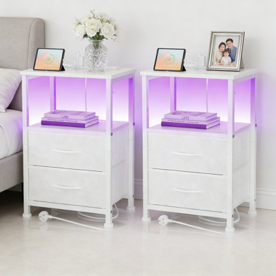 40cm W Metal Bedside Table