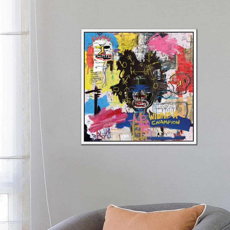 Portrait Of Basquiat - Print on Canvas, 93.98 cm H x 93.98 cm W, White Framed