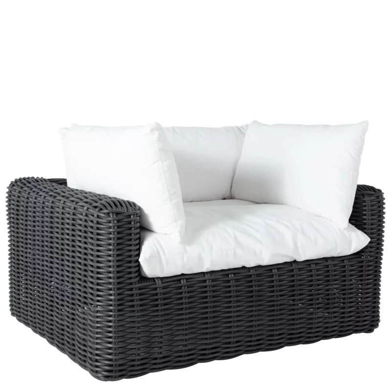 Montecito Woven N-Dura Resin Wicker Outdoor Lounge Chair - Onyx, No, Intermix Indigo