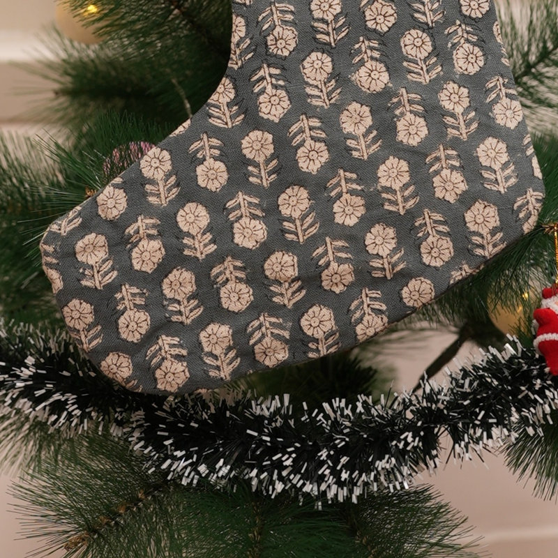 Chaussette de Noël artisanale en tissu Fabhibine, H 10 po x l 4,5 po