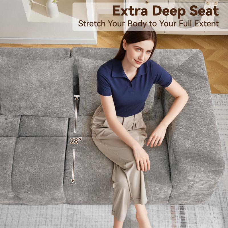 Straight Modular Sofa With Compressed Boneless Sectional, Gray, 4