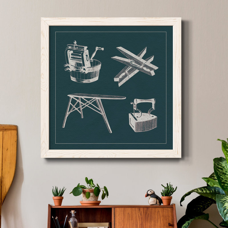 Laundry Conseils IV - Toile encadrée de qualité supérieure - prête à être suspendue, H 24 po x l 24 po x P 1 po, Cadre blanc