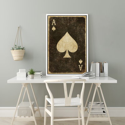 Vintage Ace of Spades Playing Card Design – Pictures Framed Canvas Print Wall Art