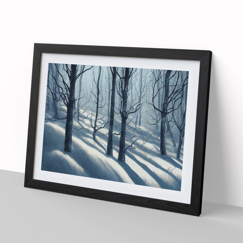 Revered Winter Forest - Single Picture Frame Painting, 25cm H x 34cm W x 2cm D, Black Framed