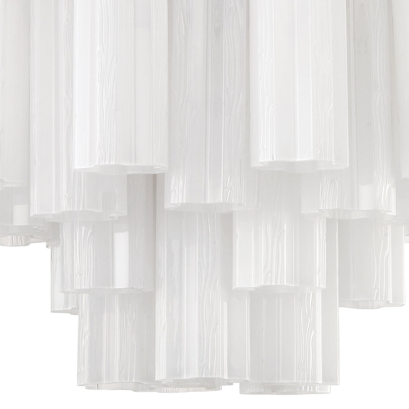 Lustre à niveaux Arras, Blanc laiteux, Chrome poli, H 14 po x l 19,75 po x P 19,75 po