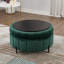 Repose-pieds rond avec rangement en velours, vert citrouille