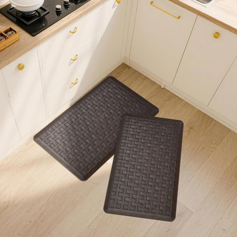  Anti-Fatigue Non-Slip Waterproof  Kitchen Mat , Rectangle 1'5" x 2'4" + 1'5" x 2'4", Brown