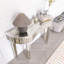 Console demi-lune avec miroir et tiroir en verre cannelé-1785080115
