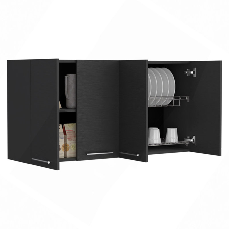 Armoire de cuisine, quatre portes, Noir