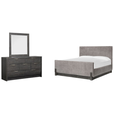 Très grand lit tapissier et commode à tiroirs Seibert