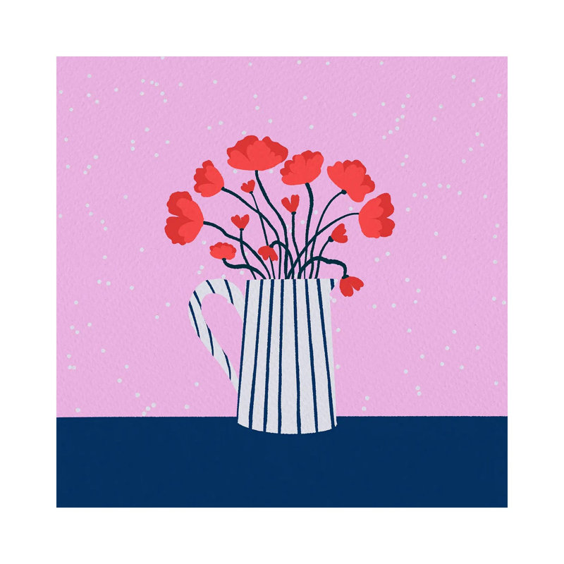 Coquelicots dans un pichet - reproduction d'art murale - toile tendue, Toile tendue, Ne s’applique pas, H 12 po x l 12 po