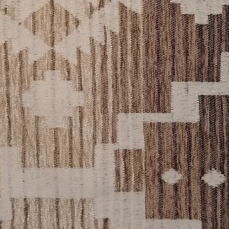 Cream and Taupe Aztec Print Fabric Shower Curtain with Hooks