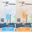 Ventilateur de plafond encastré 3 pales 52 pouces avec lumières DEL et télécommande Shandi-153535879