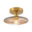Vintage 1-Light Smoke Amber Glass Saucer Mini Semi Flush Ceiling Light