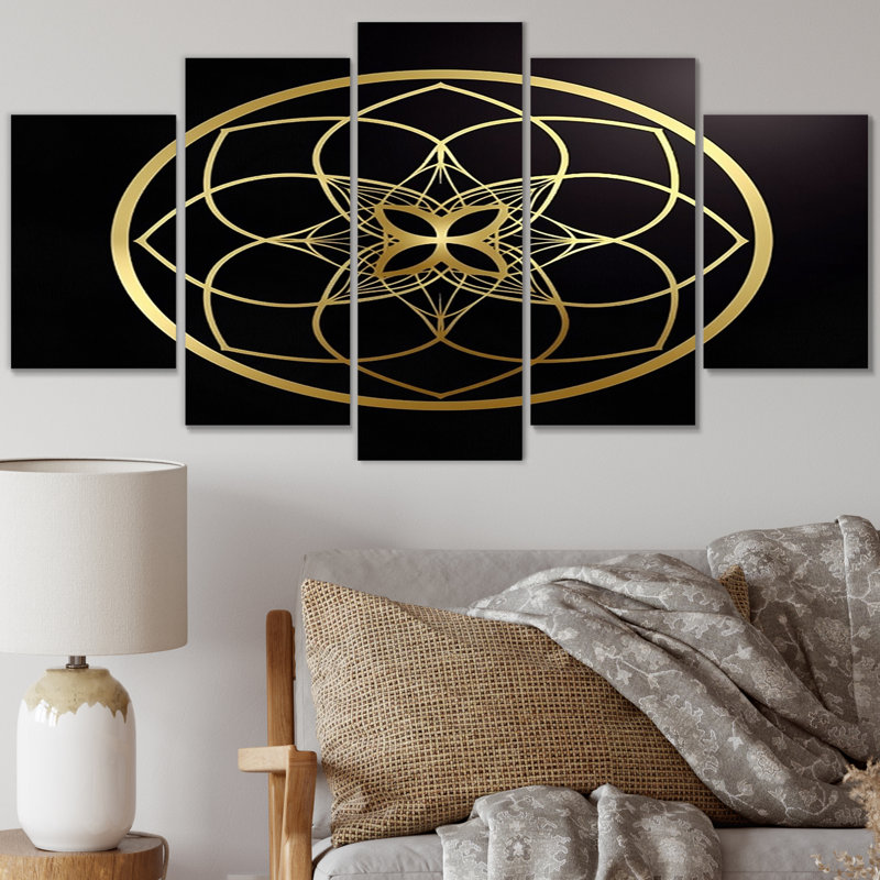 Keesler - reproduction d'art moderne sur toile géométrique - 5 panneaux
