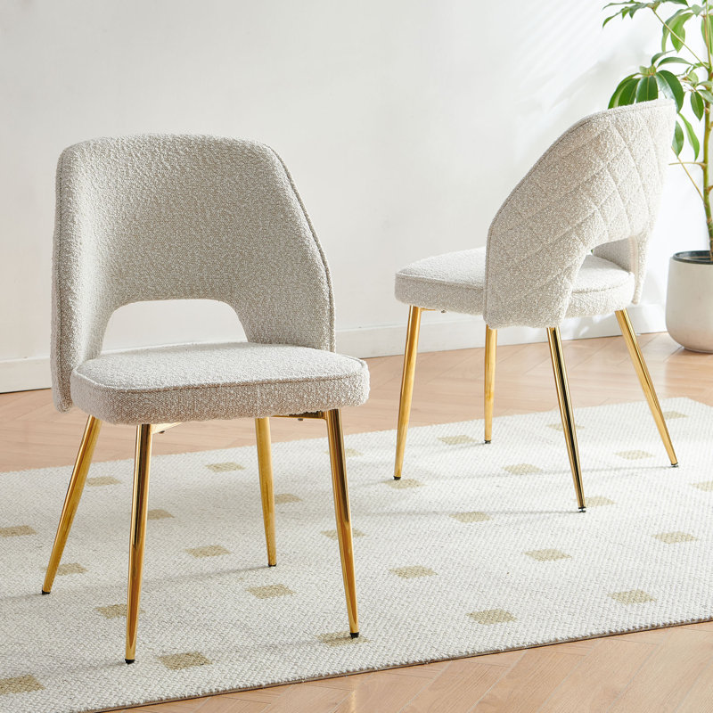 Geoffrey Metal Side Chair, Beige Boucle, 2