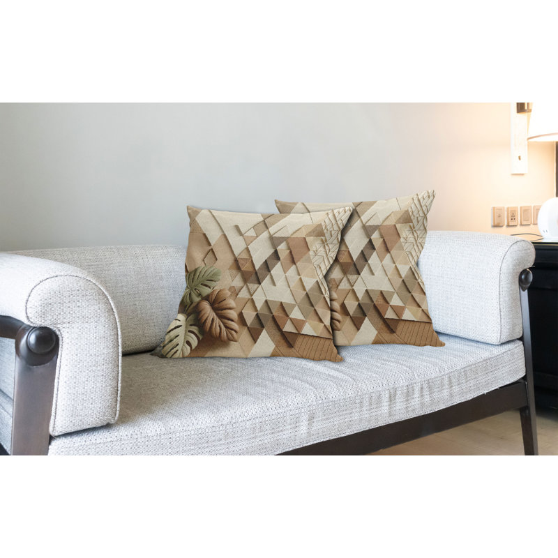 Ensemble de 2 housses de coussin Ambesonne Monstera cacao vert réséda pâle, H 16 po x l 36 po, Rectangle