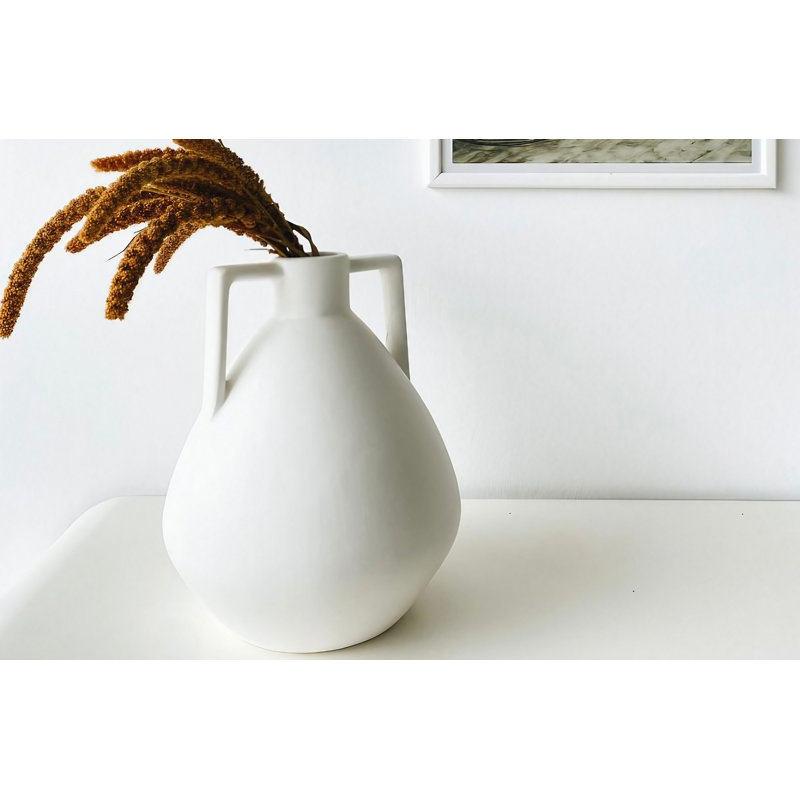 Clytie Ceramic Table Vase, White, 27cm H x 22cm W x 22cm D