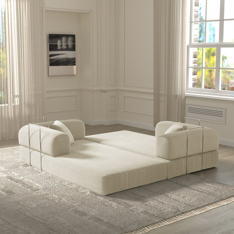Canapé-lit 2 pièces sans chaise avec fauteuil Jordan, Beige