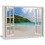 «Coastal Window Seashore View», art mural sur toile - Bord de mer calme-65911423-56542574