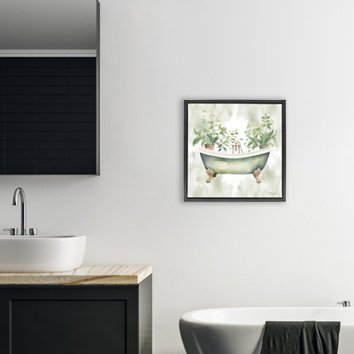 Oasis de bain avec cadre flottant de verdure, design par Nicole DeCamp