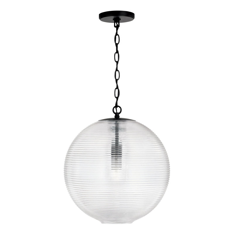 Luminaire suspendu à globe unique à 1 lumière, Noir