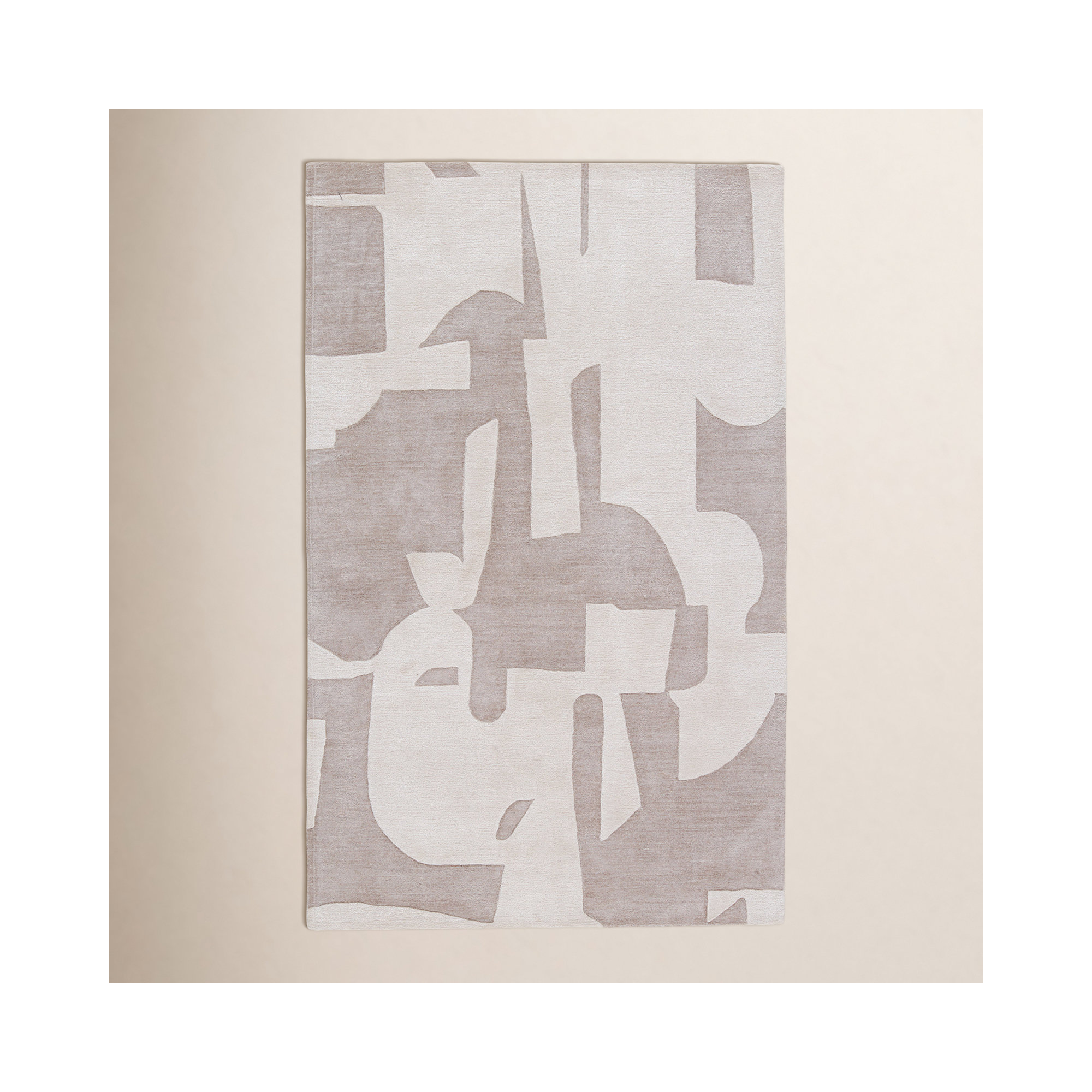 Handmade Abstract Taupe/ Cream Area Rug, Rectangle 5' x 8'