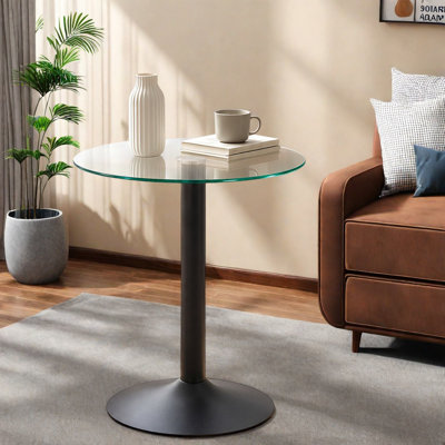 Tables de bout modernes, table en métal en verre trempé 19,7 pouces pour la maison