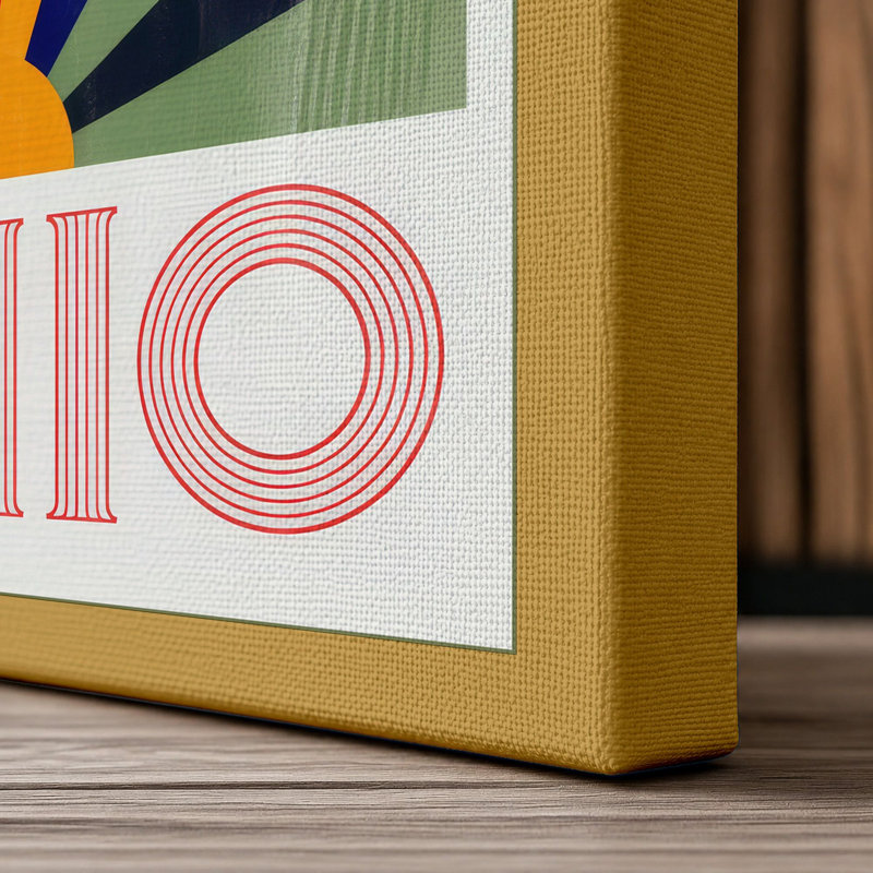 Ohio Sunburst Retro - Wrapped Canvas, 24x16 - 61.0 x 40.6 cm, Ochre Border