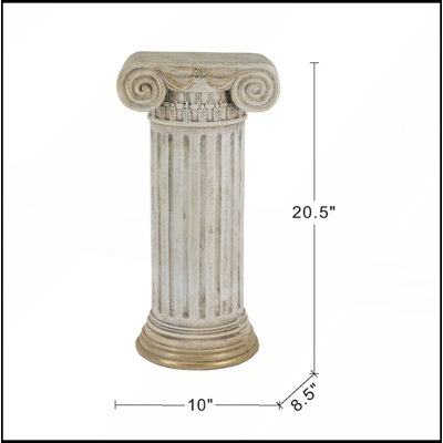 Meuble piédestal en magnésium antique 10 po x 8,5 po x 20,5 po avec colonne nervurée et base pour présentation