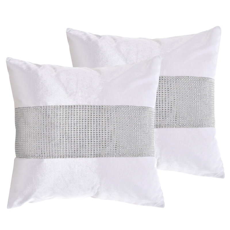 Alsen Striped Square Cushion Cover, 43 H x 43 W x 4 D cm, White