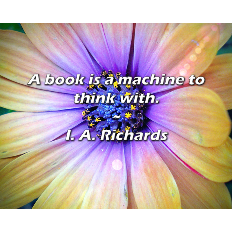 Citation artistique «Un livre est une machine à penser.» Toile tendue par A. A. Richards Gallery, H 13 po x l 18 po