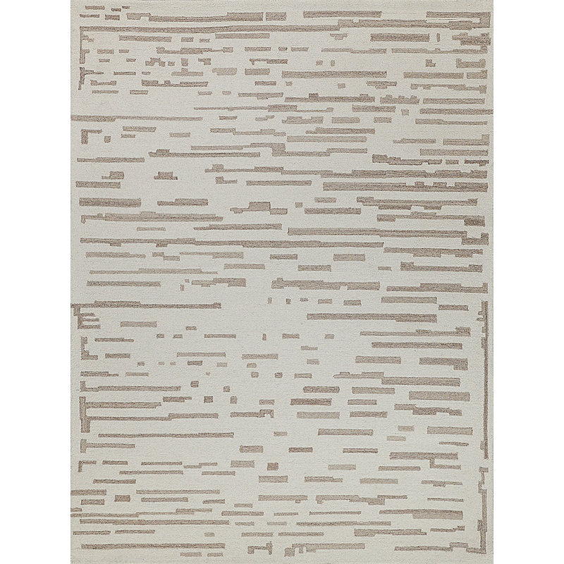 Ivory and Beige Handmade Wool Tufted 9' x 12' Area Rug