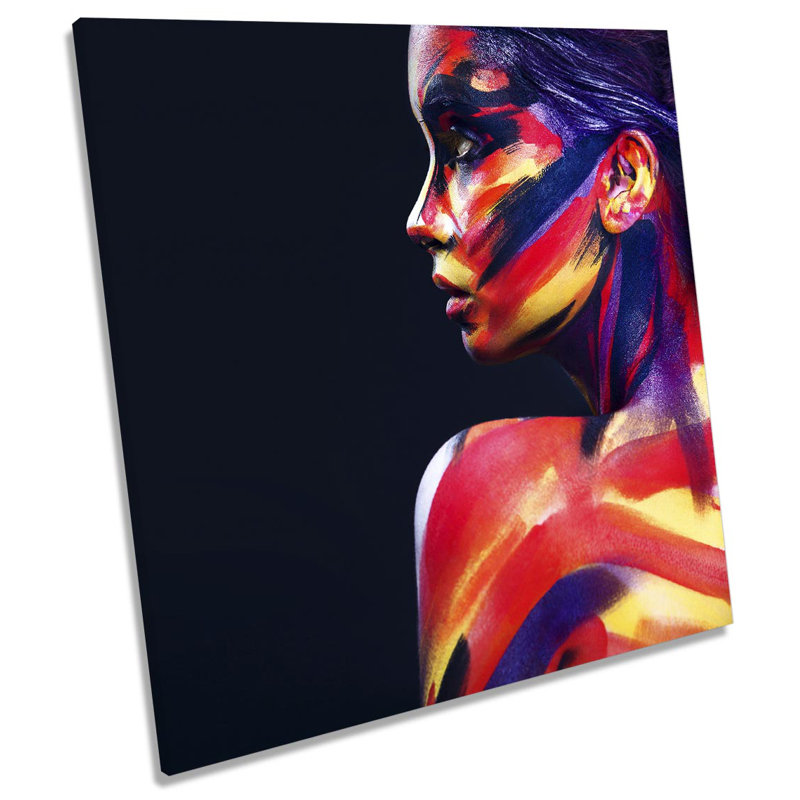 Fashion Beauty Face Paint - Wrapped Canvas Painting, 91.4cm H x 91.4cm W x 4cm D