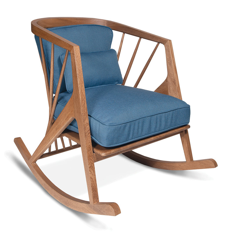 Chaise berçante en bois massif Victoria, Naturel, Drom 42