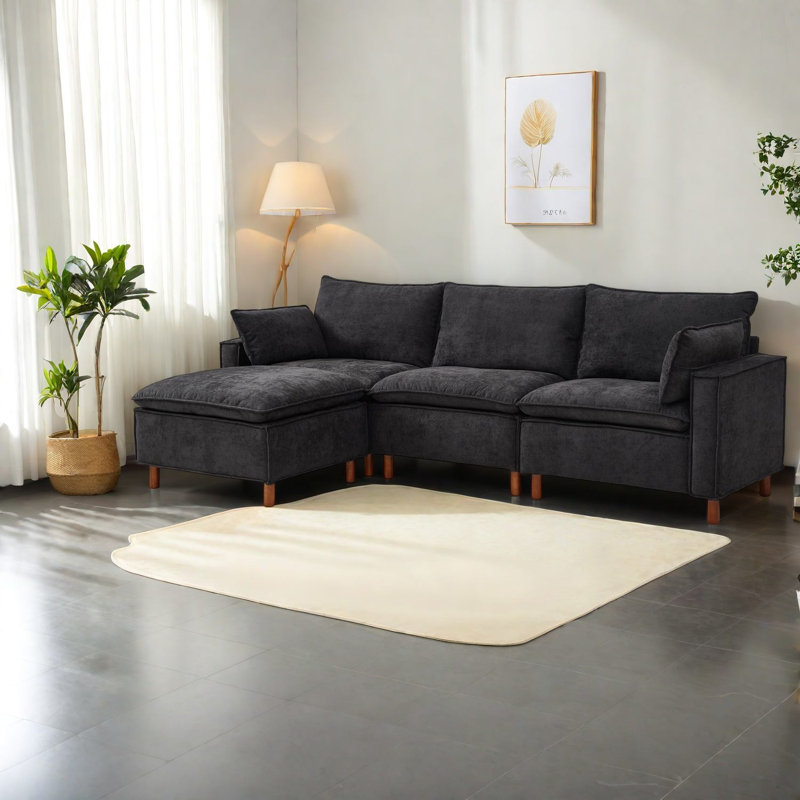 Grand canapé modulaire en L chenille de 108,5 po pour la maison