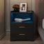 2 Drawer Bedside Table with Charging Station and Human Sensor Light-126012804