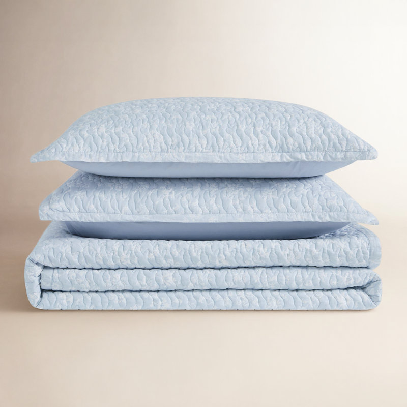 Shelese Blue Standard Cotton Quilt Set, Twin Extra Long Quilt + 1 Standard Pillow Sham
