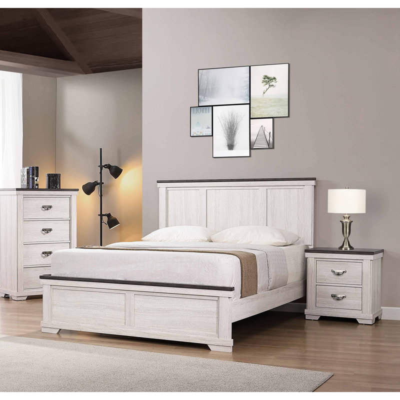 Commode de chambre en bois massif au design rustique, quatre tiroirs, commode de style blanc, assemblage facile, meubles